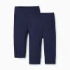 Pack of 2 Pairs of Leggings for Baby Girls, Dark Blue