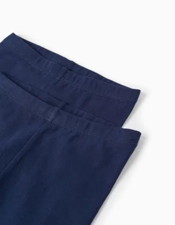 Pack of 2 Pairs of Leggings for Baby Girls, Dark Blue