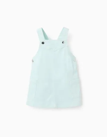 Pinafore Dress in Twill for Baby Girls, Light Blue