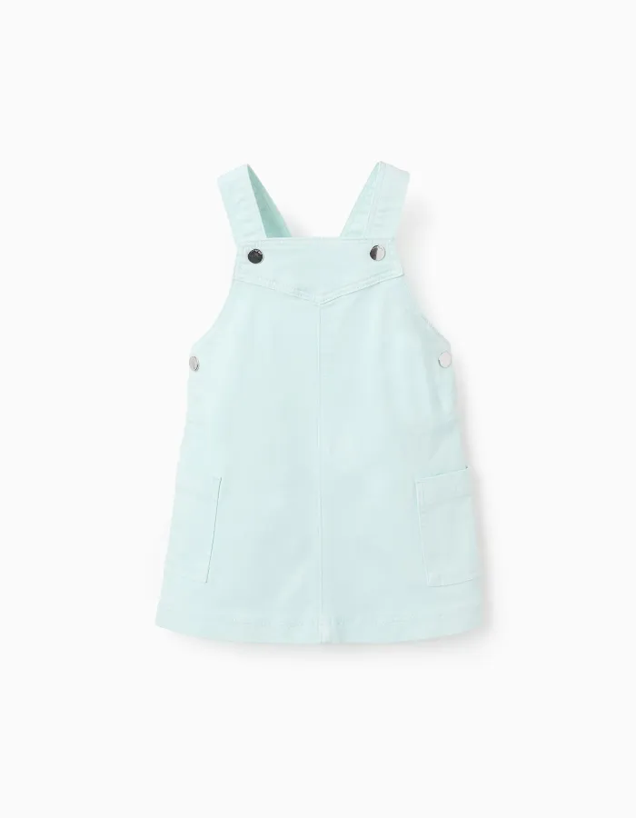 Pinafore Dress in Twill for Baby Girls, Light Blue