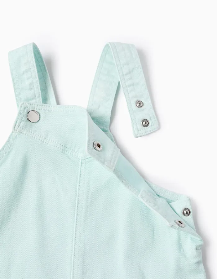 Pinafore Dress in Twill for Baby Girls, Light Blue