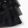 Dual-fabric dress with glittering pumpkin motif for baby girls, black