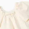 Dress with floral appliqué + bloomers for newborn and baby girls, beige