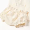 Dress with floral appliqué + bloomers for newborn and baby girls, beige