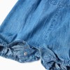 Sleeveless denim jumpsuit with embroidered flower for baby girl, blue