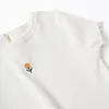 Ribbed T-shirt with embroidered flower for baby girls, white