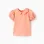 Cotton T-shirt with embroidered flowers for baby girls, salmon orange