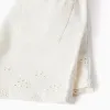 Twill shorts with broderie anglaise for baby girls, light beige