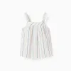 Sleeveless cotton top with ethnic stripes B&S for baby girls, multicolour