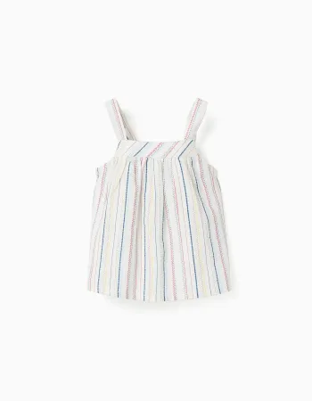 Sleeveless cotton top with ethnic stripes B&S for baby girls, multicolour