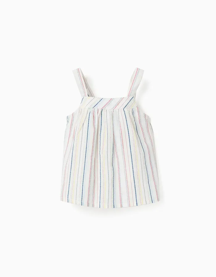 Sleeveless cotton top with ethnic stripes B&S for baby girls, multicolour