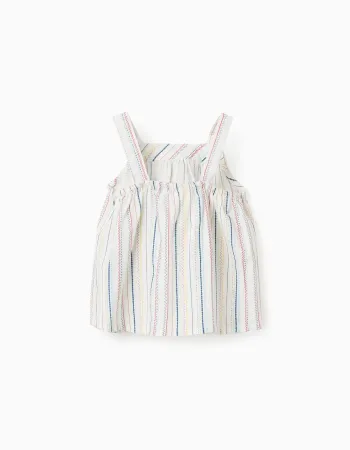 Sleeveless cotton top with ethnic stripes B&S for baby girls, multicolour
