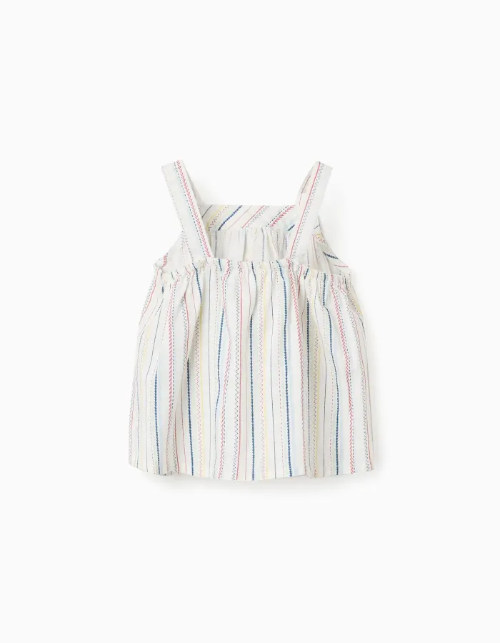 Sleeveless cotton top with ethnic stripes B&S for baby girls, multicolour