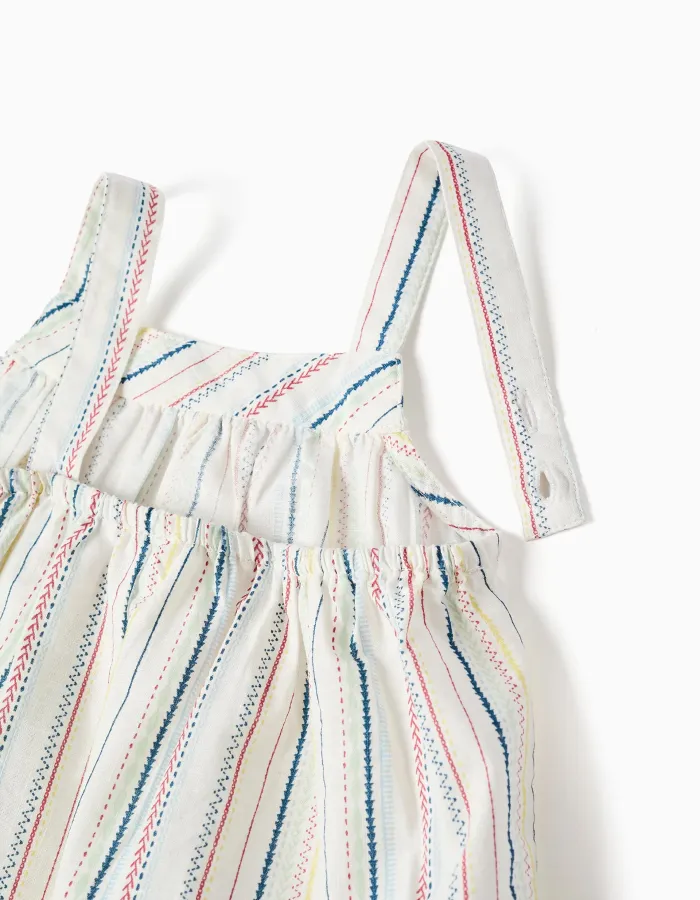 Sleeveless cotton top with ethnic stripes B&S for baby girls, multicolour