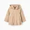Parka with pleats and removable hood for baby girls, beige