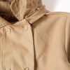 Parka with pleats and removable hood for baby girls, beige