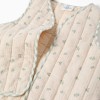 Padded cotton vest with floral motif B&S for baby girls, beige/green