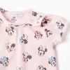 Cotton romper with Minnie motif for newborn and baby girls, light pink