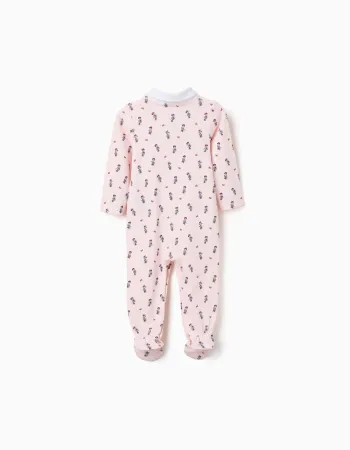 Cotton footless babygrow with Minnie for newborn and baby girls, pink