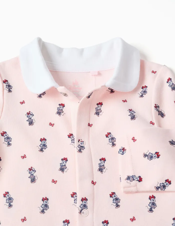 Cotton footless babygrow with Minnie for newborn and baby girls, pink