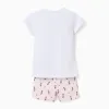Short sleeve cotton pyjamas with Minnie for baby girls, white/pink