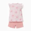 Cotton pyjamas with heart motif and ruffles for baby girls, pink