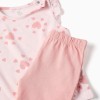 Cotton pyjamas with heart motif and ruffles for baby girls, pink