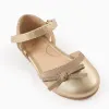 Glitter Ballerina Flats with Bow for Baby Girls, Gold