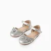 Glitter Ballerina Flats with Bow for Baby Girls, Silver
