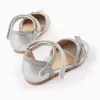 Glitter Ballerina Flats with Bow for Baby Girls, Silver