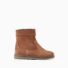 Suede Ankle Boots with Scalloped Effect for Baby Girls, Camel