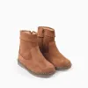 Suede Ankle Boots with Scalloped Effect for Baby Girls, Camel