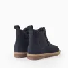 Suede Chelsea boots with scalloped effect for baby girls, dark blue