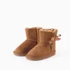 Boots with Touch-Fastener Bow and Furry Lining for Baby Girls, Camel