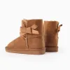 Boots with Touch-Fastener Bow and Furry Lining for Baby Girls, Camel