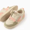 Dual-fabric ZY Move trainers for baby girls, beige/orange/green