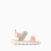 Superlight sandals with touch-fastening straps for baby girls, multicolour