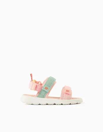 Superlight sandals with touch-fastening straps for baby girls, multicolour