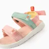 Superlight sandals with touch-fastening straps for baby girls, multicolour