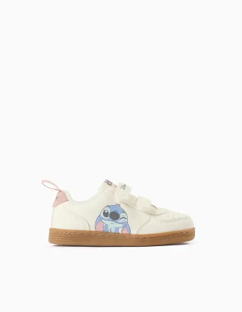 Trainers with Stitch print and touch-fasteners for baby girls, light beige