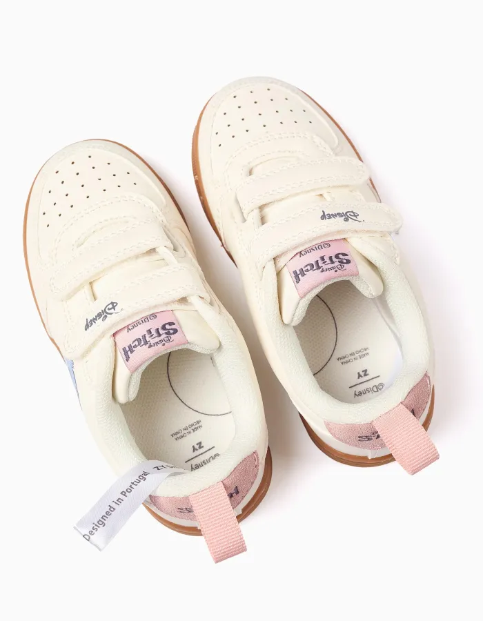 Trainers with Stitch print and touch-fasteners for baby girls, light beige