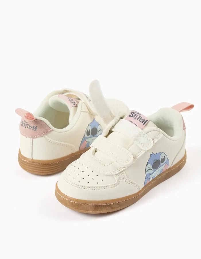 Trainers with Stitch print and touch-fasteners for baby girls, light beige