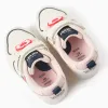 Light-up trainers with Minnie print for baby girls, light beige