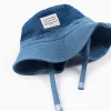 Dual-Fabric Denim Hat for Baby and Boys, Blue