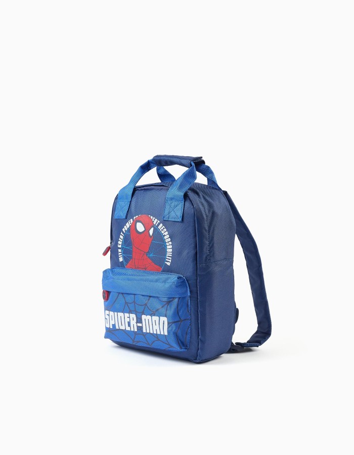 Backpack with Spider-Man prints for boys, dark blue