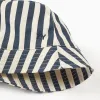 Striped bucket hat with linen for babies and boys, dark blue/white