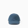 Cotton cap in denim for babies and boys, dark blue