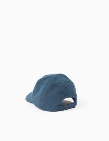 Cotton cap in denim for babies and boys, dark blue