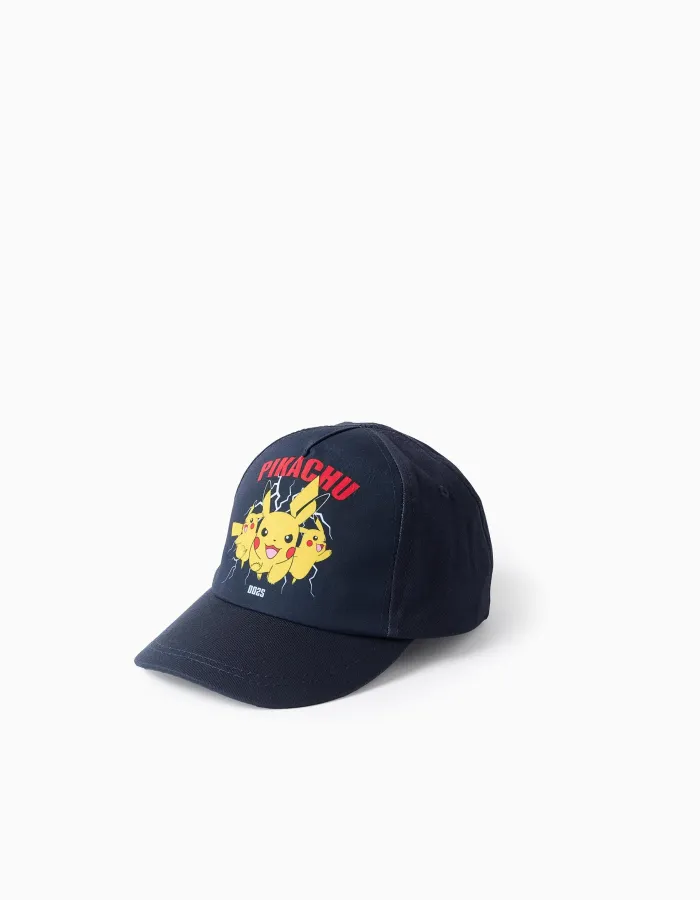 Twill cap with Pikachu print for babies and boys, dark blue