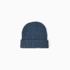 Ribbed knit beanie with colourful dots for boys, dark blue